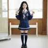 Conjunto de Uniforme JK para Meninas com Saia, Estiloso e Fashion para a Primavera, Adequado para Crianças Mais Velhas, Estilo Campus, Conjunto de Duas Peças com Moletom de Manga Longa