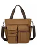 Maletín Portátil de Lona para Hombre, Bolso de Hombro Cruzado Multifuncional de Negocios, Mochila de Gran Capacidad con Múltiples Bolsillos, Bolso Mensajero