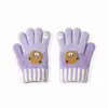 Nuevos Guantes de Punto Cálidos de Otoño Invierno para Niños, Lindos, Oso de Dibujos Animados, Cinco Dedos, Dedos Divididos, Niños Niñas, Lana Engrosada