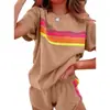 Amazon Best-Selling Transfronterizo Trajes Nuevos de Primavera y Verano para el Hogar para Mujer, Estilo Simple Europeo y Americano, Colores Contrastantes, Trajes Casuales de Moda para Mujer