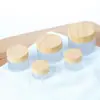 Tarro de Crema de Vidrio con Tapa de Madera, Botella Vacía Esmerilada para Contorno de Ojos, Botella Dispensadora de Cosméticos de Vidrio para Viaje, Muestra Pequeña