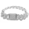 Colar de corrente cubana com fecho de caixa de fecho grande, em formato de losango, 20 mm, cravejado com diamantes em três fileiras, best-seller europeu e americano de hip-hop
