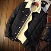 Abrigo vaquero con forro polar para hombre, chaqueta gruesa de algodón y lana de cordero, holgado y a la moda, para invierno