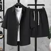 Verano 2026 Nuevo Conjunto de Camisa Moda Guapo para Hombre Camisa de Manga Corta y Pantalones Cortos de Gasa Burbuja Texturizada Conjunto de Dos Piezas