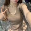 Estilo K de Cintura Ins Pregueada Look Emagrecedor Decote U Sem Mangas Tricot Mulher Design de Nicho Doce Gostosa Pura Luxúria Top