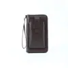 Nova Carteira de Mão Masculina Porta-Moedas Masculina de Alta Qualidade Cor Sólida Carteira com Zíper Bolsa para Celular Masculina Genuína Atacado