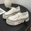 Zapatillas de Lona Retro con Suela Gruesa para Aumentar la Altura para Mujer 2026 Versátiles con Cordones Punta Redonda Plataforma Caña Baja Casual