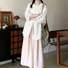 Novo conjunto estilo chinês e nacional, camisa com proteção solar para mulheres baixinhas, inspirado em Zen, inspirado em Budismo, relaxado e casual, conjunto versátil de blusa e calça