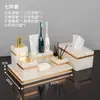 Juego de cinco piezas para baño, juego de lavabo de mármol jade blanco, bandeja de baño, juego de cepillo de dientes y vaso para lavar y enjuagar