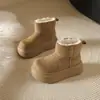 2026 Novas Botas Curtas com Forro de Lã, Engrossadas para o Inverno, Quentes, de Solado Grosso, Antiderrapantes, Botas de Neve, Moda Feminina em Algodão