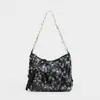 Bolso Nuevo de Moda con Lentejuelas para Mujer Diseño Pequeño de Nicho Bolso de Hombro Único para Debajo del Brazo Sensación de Alta Gama Cadena para Fiesta Nocturna Bolso Cuadrado Pequeño
