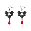 Brincos de Morcego de Cristal para Halloween Cruzados Europeus e Americanos Exagerados Góticos Brincos de Morcego para Feriado Brincos Retrô Atacado