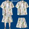 Traje de Camisa de Playa de Manga Corta de Verano para Hombre Vacaciones de Viaje en Sanya Ropa de Tallas Grandes Ropa de Viaje a la Orilla del Mar Ropa de Verano
