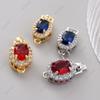 Hebilla de collar de perlas circonita roja y azul hebilla de pasador ovalada pulsera acabado a mano cadena para suéter accesorios de joyería diy