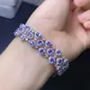 Pulsera Nueva de Otoño 2024 de Plata S925 Chapada en Platino con Tanzanita Natural Piedra Principal 3X4Mm Venta Directa de Fábrica