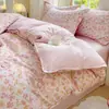 Conjunto de Quatro Peças de Algodão Puro Escovado Espesso de Inverno Lençol de Cama Capa de Edredom Lençol com Elástico Conjunto de Três Peças para Dormitório Roupa de Cama de Alta Qualidade