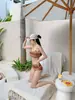 Biquíni Maiô Tailandês Feminino Conjunto Dividido de Três Peças Controle de Barriga Emagrecimento Push-Up Seios Pequenos Estilo Coreano Ins Fonte Termal