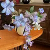 Jardín de Monet Morado Realista Avanzado Flor Artificial Retro Francés Flor de Mano Muebles para el Hogar Accesorios Suaves para Arreglos Florales Ramo de Flores
