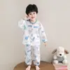 Pijama de Primavera y Otoño para Niños, Lindo Set de Ropa para el Hogar con Estampado de Dibujos Animados, Pijama de Algodón Puro de Manga Larga para Bebés Niños