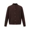 Cárdigan de Punto con Cuello Medio Alto de Botones Estilo Retro Americano para Hombre Otoño e Invierno Estilo Perezoso Chaqueta de Punto Casual de Gama Alta