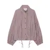 Venta al por mayor transfronteriza 2026 Moda europea y americana casual holgada ajustable con cordón abrigo de cuadros de manga larga para mujer K526240