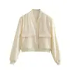 Produtos Novos 2024 Estilo Europeu e Americano Outono e Inverno Jaqueta Bomber Curta Casual Urbana Feminina com Bolsos Grandes