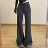 Calça de Moletom Nova Primavera 2025 Micro Flare Feminina Solta com Cordão Esportiva Casual Perna Reta Perna Larga