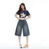 2026 Nuevos Shorts de Moda Color Marrón Cacao Estilo Retro Americano de Longitud Media para Mujer, Pantalones de Pierna Ancha Sueltos Relajados de Verano