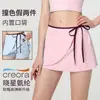 Minifalda deportiva anti-exposición para mujer, bloques de color, falso dos piezas, cordón, falda de tenis, secado rápido, con bolsillos, falda de yoga