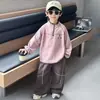 Conjunto de cremallera de cinco líneas para niño de primavera y otoño, conjunto de dos piezas de sudadera elegante estilo coreano para niños, ropa de bebé de moda para exportación