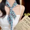 Chica Pastoral~Pañuelo Delgado de Seda con Flores para Mujer 2026 Nuevo Pañuelo Cuadrado de Tacto de Alta Gama para Combinar con Camisas Accesorio de Corbata de Cuello