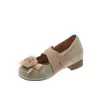 Sapatilhas Mary Jane Femininas 2026 Outono Novo com Salto Alto, Estilo Ballet, Aumento Oculto de Altura e Salto Grosso, Sapatos Pequenos de Couro para Combinar com Saias