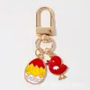 Chaveiro de Liga de Zinco Esmaltada de Frango Amarelo, Ovo de Páscoa Europeu e Americano Transfronteiriço, Pingente de Bolsa Cartoon, Venda Direta da Fábrica