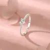 Anel de Prata de Lei S925 Coração Simples Zircônia Feminino Versátil Temperamento Estilo Cool Personalidade Joia de Mão Levemente Luxuosa Nova Dropshipping
