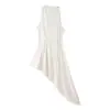 Comercio Exterior Transfronterizo Ropa para Mujer, Estilo Europeo y Americano, Moderno y Elegante, Vestido Largo de Cuatro Colores sin Mangas con Cuello Halter y Pliegues Irregulares
