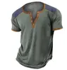 2026 Verano Transfronterizo Nuevo Camiseta de Manga Corta para Hombre con Estampado Digital 3D de Siete Botones Moda Tendencia Retro