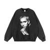 Suéter com capuz estampado de personagem retrô hip hop rapper moda de rua europeia e americana jaqueta hoodie de rua masculina e feminina