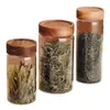 Tarro de Almacenamiento de Vidrio de Madera de Acacia Tarro para Café en Grano Té Tarro de Almacenamiento de Granos de Cocina Vidrio de Borosilicato Alto Tarro Sellado