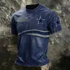 Site Independente Nfl Camiseta Masculina de Manga Curta Nova Série Estampa Digital 3D Gola Redonda Time de Futebol Fábrica de Origem