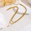Collar Dorado de Múltiples Capas para Mujer Shein Transfronterizo Nuevo Estilo Collar con Colgante Apilable Accesorio Versátil para el Viaje Diario