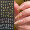 Beleza Completa Transfronteiriça Novos Adesivos de Nail Art Ins Dourado Laser Vazado Flor Rosa Laço Adesivos