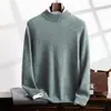Camisa de cachemira para hombre, cuello redondo, siete agujas, gruesa, cálida, talla grande, interior, color liso, moderna
