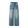 Ropa de Hombre Fengshe / Nuevos Jeans Lavados de Pierna Ancha Rectos de Alta Calle Retro Americano de Marca de Moda