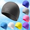 Especial transfronterizo para gorro de natación de silicona ampliado con tapa de gota de agua neutra LOGO protección auditiva antideslizante cabeza gorro de natación impermeable