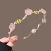 Diadema de Perlas Rosas Estilo Retro Francés Clips para el Cabello de Alta Gama Tocado Diseño de Nicho Presión del Cabello Parte Superior del Cráneo Accesorios para el Cabello Trigo