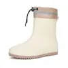 Sapatos de chuva para mulheres adultas sapatos curtos antiderrapantes botas impermeáveis resistentes ao desgaste Four Seasons Student All-match Cor sólida Botas de chuva quentes femininas