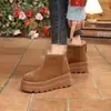 Botas de Neve Retrô de Solado Grosso para Mulheres 2026 Inverno Quentes Botas Curtas Acolchoadas para Mulheres Baixas para Aumentar a Altura Sapatos de Algodão Birkenstock Botas de Cano Curto
