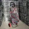 Carrinho de Compras Dobrável para Supermercado para Uso Doméstico, Carrinho de Compras Grande Capacidade, Carrinho Pequeno Leve de Duas Rodas