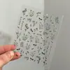 Pegatinas para Uñas Flor de Ciruelo y Bambú Verde, Nuevo Estilo Chino, Blancas 3D Estilo Chino Rojo Tinta Bambú Estilo Antiguo Adhesivas Calcomanías para Uñas