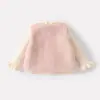 Suéter simple de invierno, chaleco acolchado y pantalones acampanados de mezclilla con forro polar para bebés y niños pequeños - un conjunto de tres piezas para niñas